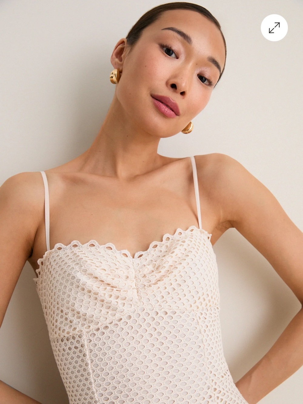 Ulla Johnson Cream Eyelet Spaghetti-Strap Midi Dress - Picture 6 of 6